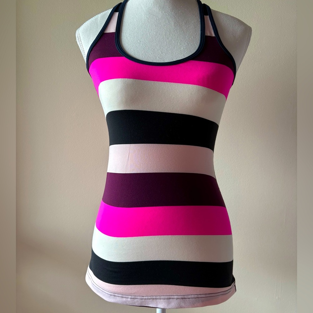 Sz4 Cool Racerback 
Pow Stripe Raspberry Glo Light / Inkwell Lululemon
